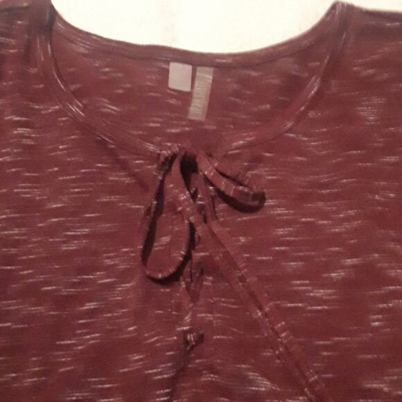 Womens Sz S Burgandy Lace Up Front Long Sleeve Y2K 90s Grunge Silverwear Top - Picture 3 of 9